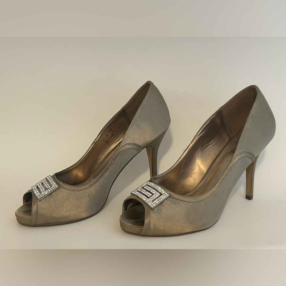 Steve Madden Peep-Toe Heels with Rhinestone Accent